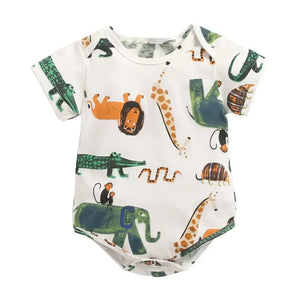 Baby Boys Girls Bodysuits Summer Cotton Toddler Clothes Cartoon Unisex Short Sleeve - Dazzling Beauty Solution