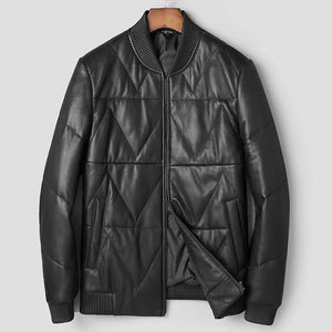 Men’s Premium Down Leather Jacket – Sheepskin & Fleece-Lined - Dazzling Beauty Solution