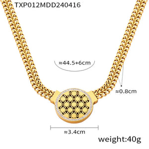 Hexagon & Circle Titanium Steel Necklace – Electroplated Minimalist Jewelry for Daily Wear - Dazzling Beauty Solution