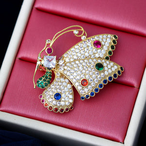 Unisex Colorful Butterfly Zircon Brooch – Gold-Plated Gemstone Pin - Dazzling Beauty Solution