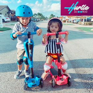 3-Wheeled Scooter for Kids - Wheel LED Lights, Adjustable Lean-To-Steer Handlebar, and Foldable Seat - Sit or Stand Ride with Brake for Boys and Girls Ages 1-14 Years Old - Dazzling Beauty Solution