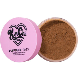 Kimchi Chic Puff Puff Pass Set & Bake Powder with Rice Powder & Vitamin-E, Lightweight & Translucent Makeup, Cosmetic Setting Powder