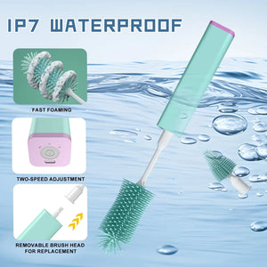 Electric Bottle Brush Cleaner Set – 360° Silicone Bottle & Nipple Scrubber with Straw Brush for New Moms - Dazzling Beauty Solution