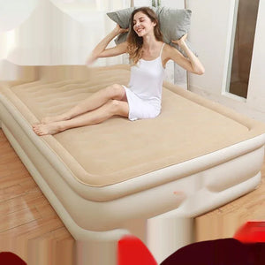 Queen Size Inflatable Bed with Backrest 203x152x48cm - Portable Camping Air Mattress - Dazzling Beauty Solution