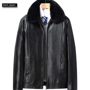 Men’s Winter Velvet PU Leather Jacket Padded Warm Coat - Dazzling Beauty Solution