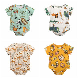 Baby Boys Girls Bodysuits Summer Cotton Toddler Clothes Cartoon Unisex Short Sleeve