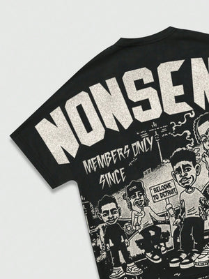 ROMWE MEN Street Life 1Pc Men'S Street Figure Batwing Short Sleeve Crew Neck Casual T-Shirt