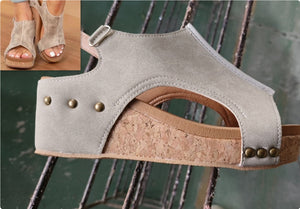 Women's Wedge Peep Toe Platform Rivet Sandals - Dazzling Beauty Solution