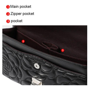 Women's Leather Camellia Chain Shoulder Messenger Bag - Dazzling Beauty Solution