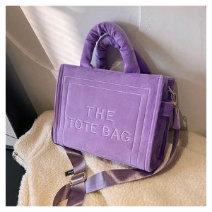 Velour Letter Tote – Soft Square Shoulder Bag (Real Deal) - Dazzling Beauty Solution