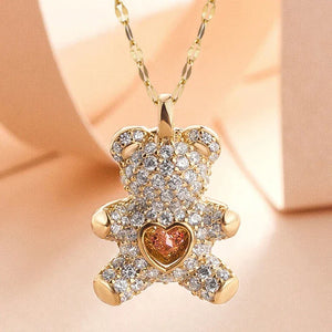 Lovely Bear Pendant Necklace – Golden Titanium Stainless Steel Jewelry for Women - Dazzling Beauty Solution