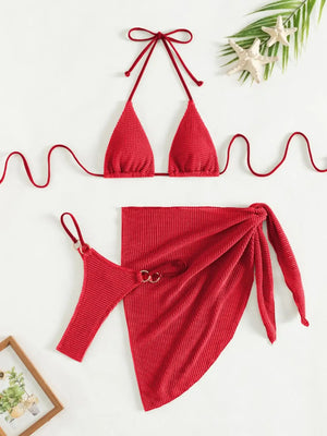 2024 Sexy Brown 3-Piece Bikini Set - Dazzling Beauty Solution