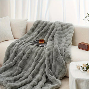 Cozy Faux Rabbit Fleece Blanket – Soft Warm Throw, 6 lbs - Dazzling Beauty Solution