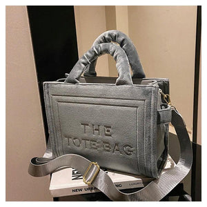 Velour Letter Tote – Soft Square Shoulder Bag (Real Deal) - Dazzling Beauty Solution