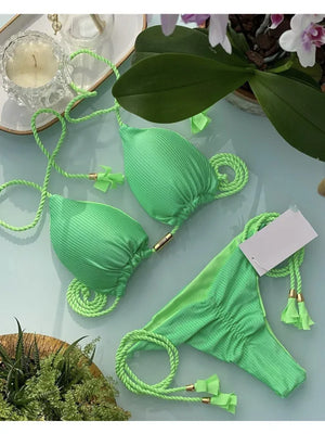 Multicolor backless triangle bikini swimsuit - Dazzling Beauty Solution