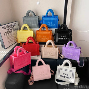 Velour Letter Tote – Soft Square Shoulder Bag (Real Deal) - Dazzling Beauty Solution