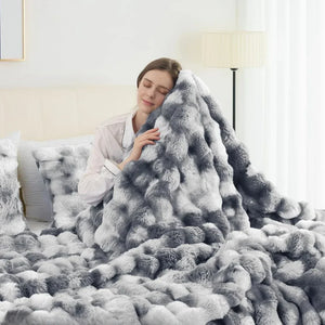 Cozy Faux Rabbit Fleece Blanket – Soft Warm Throw, 6 lbs - Dazzling Beauty Solution
