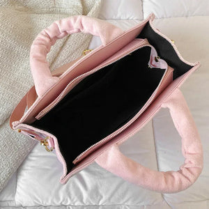 Velour Letter Tote – Soft Square Shoulder Bag (Real Deal) - Dazzling Beauty Solution