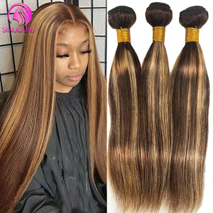 P4/27 Straight Highlight Human Hair Bundles Bone Straight Blonde Remy Extensions 100% Brazilian Human Hair | Dazzling Beauty Solution - Dazzling Beauty Solution