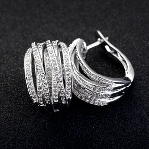Silver Cross Hoop Earrings for Women â Cubic Zirconia Crystal - Dazzling Beauty Solution