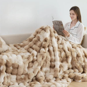 Cozy Faux Rabbit Fleece Blanket – Soft Warm Throw, 6 lbs - Dazzling Beauty Solution