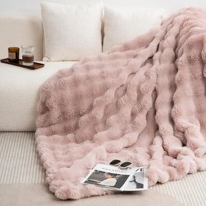 Cozy Faux Rabbit Fleece Blanket – Soft Warm Throw, 6 lbs - Dazzling Beauty Solution
