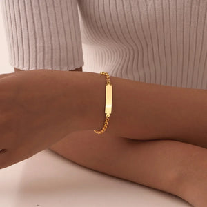 Personalized Engraved Name & Date Bracelet – Adjustable Stainless Steel Rolo Chain (Copy) - Dazzling Beauty Solution