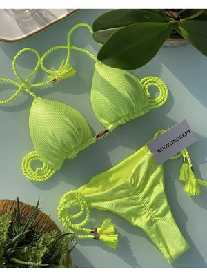 Multicolor backless triangle bikini swimsuit - Dazzling Beauty Solution