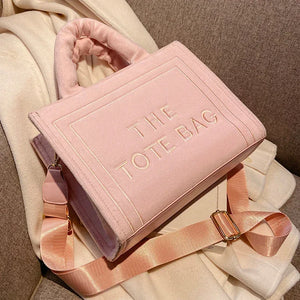 Velour Letter Tote – Soft Square Shoulder Bag (Real Deal) - Dazzling Beauty Solution