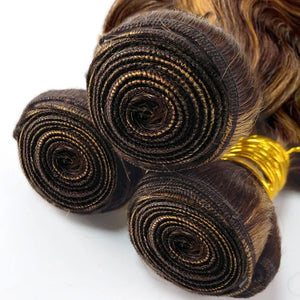 P4/27 Highlight Body Wave Bundles | 18–22 Inch Ombre Brown Human Hair | 100% Brazilian Remy Bundles | Dazzling Beauty Solution - Dazzling Beauty Solution
