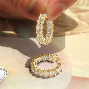 Silver Cross Hoop Earrings for Women â Cubic Zirconia Crystal - Dazzling Beauty Solution