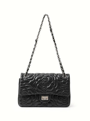 Women's Leather Camellia Chain Shoulder Messenger Bag - Dazzling Beauty Solution