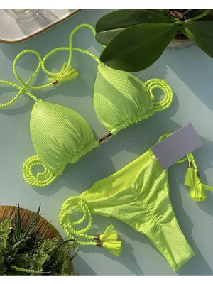 Multicolor backless triangle bikini swimsuit - Dazzling Beauty Solution
