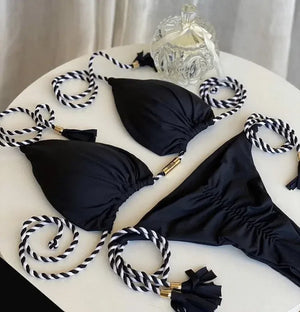 Multicolor backless triangle bikini swimsuit - Dazzling Beauty Solution