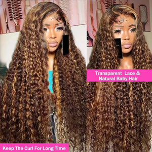 Honey Blonde Highlight Curly Wig – 13x6 HD Lace Front Human Hair - Dazzling Beauty Solution