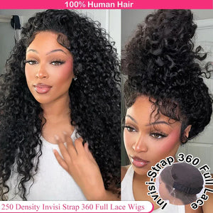 Invisi Strap HD 360 Glueless Deep Curly Wig – 250% Density Full Lace Luxury - Dazzling Beauty Solution