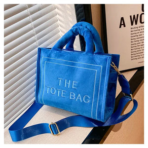 Velour Letter Tote – Soft Square Shoulder Bag (Real Deal) - Dazzling Beauty Solution