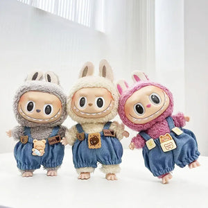 Stylish Overalls for Labubu Doll (15–17cm) – Pink, Blue, White, Brown, Black - Dazzling Beauty Solution