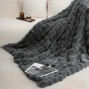 Cozy Faux Rabbit Fleece Blanket – Soft Warm Throw, 6 lbs - Dazzling Beauty Solution
