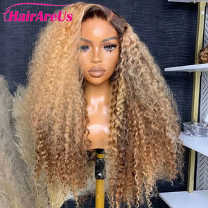 Honey Blonde Highlight Curly Wig – 13x6 HD Lace Front Human Hair - Dazzling Beauty Solution