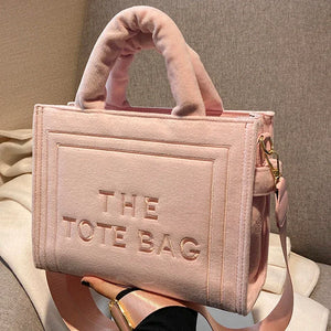 Velour Letter Tote – Soft Square Shoulder Bag (Real Deal) - Dazzling Beauty Solution