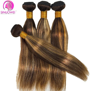 P4/27 Straight Highlight Human Hair Bundles Bone Straight Blonde Remy Extensions 100% Brazilian Human Hair | Dazzling Beauty Solution - Dazzling Beauty Solution