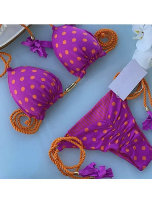 Multicolor backless triangle bikini swimsuit - Dazzling Beauty Solution