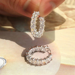 Silver Cross Hoop Earrings for Women â Cubic Zirconia Crystal - Dazzling Beauty Solution
