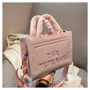 Velour Letter Tote – Soft Square Shoulder Bag (Real Deal) - Dazzling Beauty Solution