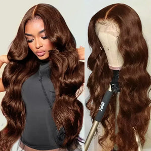Chocolate Brown Body Wave HD Lace Front Wig – 13x6 Human Hair, 46 Inch - Dazzling Beauty Solution
