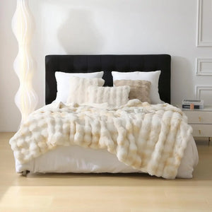 Cozy Faux Rabbit Fleece Blanket – Soft Warm Throw, 6 lbs - Dazzling Beauty Solution