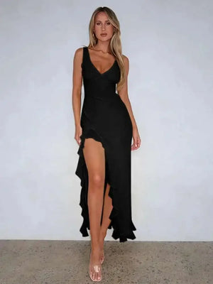 Avrilyaan Ruffle High Split Sexy Dress Elegant Backless Summer Evening Dress 2025 Long Party Midi Vestidos | Dazzling Beauty Solution - Dazzling Beauty Solution