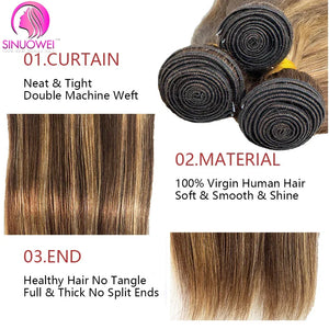 P4/27 Straight Highlight Human Hair Bundles Bone Straight Blonde Remy Extensions 100% Brazilian Human Hair | Dazzling Beauty Solution - Dazzling Beauty Solution