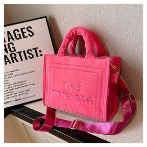 Velour Letter Tote – Soft Square Shoulder Bag (Real Deal) - Dazzling Beauty Solution